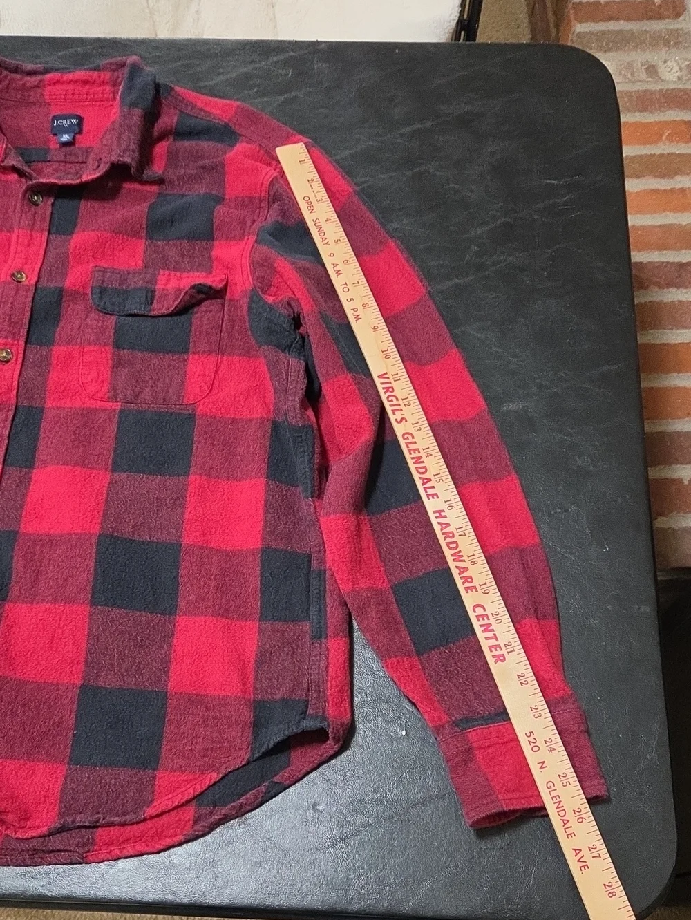 J Crew Mens XL Heavyweight Flannel Shirt Red Black Buffalo Plaid Cotton Button
